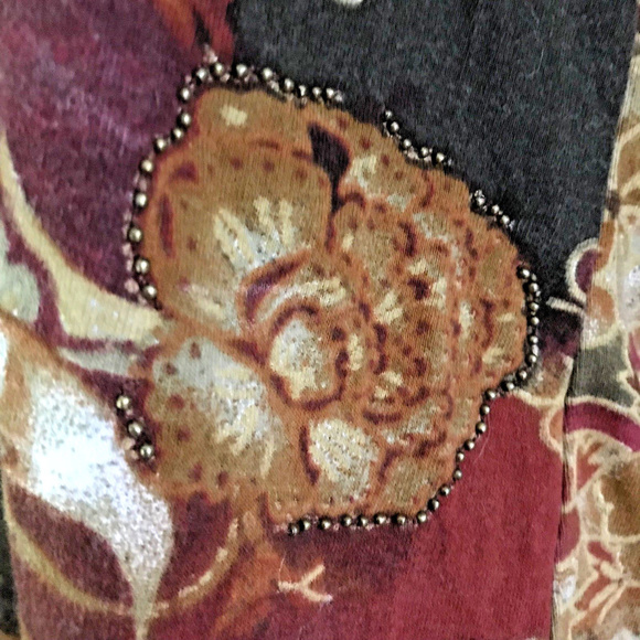 Chico's Long Sleeve Orange Fall Leaf Shirt Size 2 - Picture 5 of 7